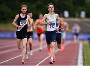 25 June 2021; Ruairi Casey of Togher AC, Cork, on his way to winning his heat, ahead of Shane Bracken of Swinford AC, Mayo, whilst competing in the Men's 1500m  during day one of the Irish Life Health National Senior Championships at Morton Stadium in Santry, Dublin. Photo by Sam Barnes/Sportsfile