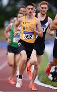 25 June 2021; Darragh McElhinney of UCD AC, Dublin, competing in the Men's 1500m  during day one of the Irish Life Health National Senior Championships at Morton Stadium in Santry, Dublin. Photo by Sam Barnes/Sportsfile
