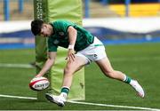25 June 2021; Chris Cosgrave of Ireland races in to score his sides the second try during the U20 Six Nations Rugby Championship match between Wales and Ireland at Cardiff Arms Park in Cardiff, Wales. Photo by Gareth Everett/Sportsfile