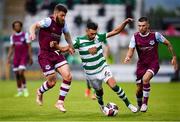 25 June 2021; Danny Mandroiu of Shamrock Rovers in action against Gary Deegan of Drogheda United during the SSE Airtricity League Premier Division match between Shamrock Rovers and Drogheda United at Tallaght Stadium in Dublin. Photo by Seb Daly/Sportsfile