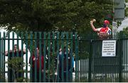 25 June 2021; St Patrick's Athletic supporter Brian Manning cheers on his side during the SSE Airtricity League Premier Division match between Waterford and St Patrick's Athletic at the RSC in Waterford. Photo by Michael P Ryan/Sportsfile