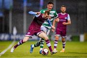 25 June 2021; Mark Doyle of Drogheda United in action against Ronan Finn of Shamrock Rovers during the SSE Airtricity League Premier Division match between Shamrock Rovers and Drogheda United at Tallaght Stadium in Dublin. Photo by Seb Daly/Sportsfile