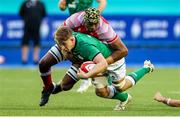 25 June 2021; Oisin McCormack of Ireland is tackled by Ethan Lloyd of Wales during the U20 Six Nations Rugby Championship match between Wales and Ireland at Cardiff Arms Park in Cardiff, Wales. Photo by Chris Fairweather/Sportsfile