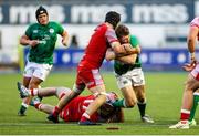 25 June 2021; Cathal Forde of Ireland is tackled by Alex Mann of Wales during the U20 Six Nations Rugby Championship match between Wales and Ireland at Cardiff Arms Park in Cardiff, Wales. Photo by Chris Fairweather/Sportsfile