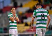 25 June 2021; Graham Burke of Shamrock Rovers reacts during the SSE Airtricity League Premier Division match between Shamrock Rovers and Drogheda United at Tallaght Stadium in Dublin. Photo by Seb Daly/Sportsfile