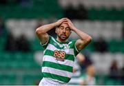 25 June 2021; Roberto Lopes of Shamrock Rovers reacts during the SSE Airtricity League Premier Division match between Shamrock Rovers and Drogheda United at Tallaght Stadium in Dublin. Photo by Seb Daly/Sportsfile