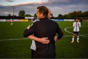 25 June 2021; Chris Shields of Dundalk having played his final game for the club, with Dundalk head coach Vinny Perth, after the SSE Airtricity League Premier Division match between Dundalk and Derry City at Oriel Park in Dundalk, Louth. Photo by Stephen McCarthy/Sportsfile