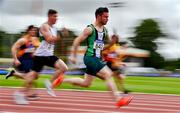 26 June 2021; Dean Adams of Ballymena and Antrim AC, competing in the Men's 100m heats during day two of the Irish Life Health National Senior Championships at Morton Stadium in Santry, Dublin. Photo by Sam Barnes/Sportsfile