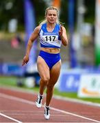 26 June 2021; Molly Scott of St Laurence O'Toole AC, Carlow, competing in the Women's 100m heats during day two of the Irish Life Health National Senior Championships at Morton Stadium in Santry, Dublin. Photo by Sam Barnes/Sportsfile