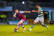 25 June 2021; Ronan Murray of Drogheda United in action against Graham Burke of Shamrock Rovers during the SSE Airtricity League Premier Division match between Shamrock Rovers and Drogheda United at Tallaght Stadium in Dublin. Photo by Seb Daly/Sportsfile