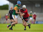 26 June 2021; Tomás O’Connor of Kerry in action against Eoghan Sands of Down during the Joe McDonagh Cup Round 1 match between Kerry and Down at Austin Stack Park in Tralee, Kerry. Photo by Daire Brennan/Sportsfile