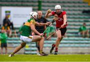 26 June 2021; Donal Hughes of Down in action against Fionan Mackessy of Kerry during the Joe McDonagh Cup Round 1 match between Kerry and Down at Austin Stack Park in Tralee, Kerry. Photo by Daire Brennan/Sportsfile