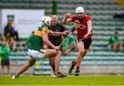 26 June 2021; Donal Hughes of Down in action against Fionan Mackessy of Kerry during the Joe McDonagh Cup Round 1 match between Kerry and Down at Austin Stack Park in Tralee, Kerry. Photo by Daire Brennan/Sportsfile