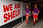 26 June 2021; Emily Whelan, left, and Noelle Murray of Shelbourne prior to the SSE Airtricity Women's National League match between Shelbourne and Cork City at Tolka Park in Dublin. Photo by Ramsey Cardy/Sportsfile