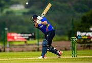 26 June 2021; William McClintock of North West Warriors bats during the Cricket Ireland InterProvincial Trophy 2021 match between North West Warriors and Munster Reds at Bready Cricket Club in Magheramason, Tyrone. Photo by Harry Murphy/Sportsfile