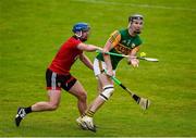 26 June 2021; Cian Hussey of Kerry in action against Conor Woods of Down during the Joe McDonagh Cup Round 1 match between Kerry and Down at Austin Stack Park in Tralee, Kerry. Photo by Daire Brennan/Sportsfile