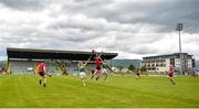 26 June 2021; Liam Savage of Down in action against Fionan O’Sullivan, left, and Bryan Murphy of Kerry during the Joe McDonagh Cup Round 1 match between Kerry and Down at Austin Stack Park in Tralee, Kerry. Photo by Daire Brennan/Sportsfile