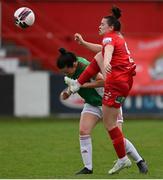 26 June 2021; Emily Whelan of Shelbourne in action against Ciara McNamara of Cork City during the SSE Airtricity Women's National League match between Shelbourne and Cork City at Tolka Park in Dublin. Photo by Ramsey Cardy/Sportsfile