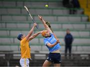 26 June 2021; Ronan Hayes of Dublin in action against Gerard Walsh of Antrim during the Leinster GAA Hurling Senior Championship Quarter-Final match between Dublin and Antrim at Páirc Tailteann in Navan, Meath. Photo by Stephen McCarthy/Sportsfile