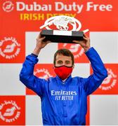 26 June 2021; Jockey William Buick after riding Hurricane Lane to victory in the Dubai Duty Free Irish Derby during day two of the Dubai Duty Free Irish Derby Festival at The Curragh Racecourse in Kildare. Photo by Seb Daly/Sportsfile