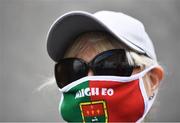 26 June 2021; Mayo supporter Mary Anne Durkan from Castlebar, Co Mayo, prior to the Connacht GAA Football Senior Championship Quarter-Final match between Sligo and Mayo at Markievicz Park in Sligo. Photo by David Fitzgerald/Sportsfile
