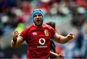 26 June 2021; Tadhg Beirne of British and Irish Lions celebrates after scoring his side's fourth try during the 2021 British and irish Lions tour match between the British and Irish Lions and Japan at BT Murrayfield Stadium in Edinburgh, Scotland. Photo by Ian Rutherford/Sportsfile