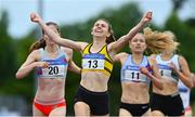 26 June 2021; Louise Shanahan of Leevale AC, Cork, 13, celebrates winning the Women's 800m during day two of the Irish Life Health National Senior Championships at Morton Stadium in Santry, Dublin. Photo by Sam Barnes/Sportsfile