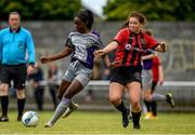 26 June 2021; Rola Olusola of Galway WFC in action against Kate Drumm of Bohemians during the EA SPORTS Women's National U17 League match between Bohemians and Galway WFC at Oscar Traynor Centre in Dublin. Photo by Matt Browne/Sportsfile