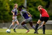 26 June 2021; Rola Olusola of Galway WFC in action against Caitlyn Barry of Bohemians during the EA SPORTS Women's National U17 League match between Bohemians and Galway WFC at Oscar Traynor Centre in Dublin. Photo by Matt Browne/Sportsfile