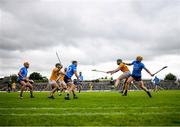 26 June 2021; Conal Bohill of Antrim is tackled by Daire Gray of Dublin during the Leinster GAA Hurling Senior Championship Quarter-Final match between Dublin and Antrim at Páirc Tailteann in Navan, Meath. Photo by Stephen McCarthy/Sportsfile