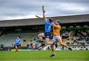 26 June 2021; Cian O'Sullivan of Dublin in action against Stephen Rooney of Antrim during the Leinster GAA Hurling Senior Championship Quarter-Final match between Dublin and Antrim at Páirc Tailteann in Navan, Meath. Photo by Stephen McCarthy/Sportsfile