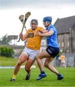 26 June 2021; Domhnall Nugent of Antrim in action against Seán Moran of Dublin during the Leinster GAA Hurling Senior Championship Quarter-Final match between Dublin and Antrim at Páirc Tailteann in Navan, Meath. Photo by Stephen McCarthy/Sportsfile