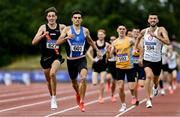 26 June 2021; Andrew Coscoran of Star of the Sea AC,  Meath, second from left, on his way to winning the Men's 1500m, ahead of Cathal Doyle of Clonliffe Harriers AC, Dublin, left, and Kevin Kelly of St. Coca's AC, Kildare, right, during day two of the Irish Life Health National Senior Championships at Morton Stadium in Santry, Dublin. Photo by Sam Barnes/Sportsfile