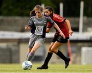 26 June 2021; Skye Corcoran of Galway WFC in action against Kelly Dowling of Bohemians during the EA SPORTS Women's National U17 League match between Bohemians and Galway WFC at Oscar Traynor Centre in Dublin. Photo by Matt Browne/Sportsfile