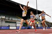 26 June 2021; Louise Shanahan of Leevale AC, Cork, right, celebrates as she crosses the line to win the Women's 800m during day two of the Irish Life Health National Senior Championships at Morton Stadium in Santry, Dublin. Photo by Sam Barnes/Sportsfile