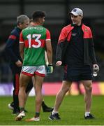 26 June 2021; Diarmuid O'Connor of Mayo, right, with Tommy Conroy following the Connacht GAA Football Senior Championship Quarter-Final match between Sligo and Mayo at Markievicz Park in Sligo. Photo by David Fitzgerald/Sportsfile