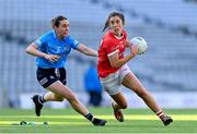 26 June 2021; Ciara O'Sullivan in action against Siobhan McGrath of Dublin during the Lidl Ladies Football National League Division 1 Final match between Cork and Dublin at Croke Park in Dublin. Photo by Brendan Moran/Sportsfile