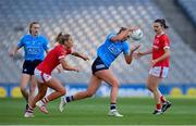 26 June 2021; Jennifer Dunne of Dublin in action against Máire O'Callaghan of Cork during the Lidl Ladies Football National League Division 1 Final match between Cork and Dublin at Croke Park in Dublin. Photo by Ramsey Cardy/Sportsfile