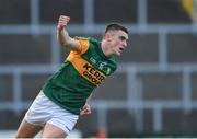 26 June 2021; Seán O’Shea of Kerry celebrates after scoring his side's first goal during the Munster GAA Football Senior Championship Quarter-Final match between Kerry and Clare at Fitzgerald Stadium in Killarney, Kerry. Photo by Dáire Brennan/Sportsfile