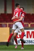 26 June 2021; Johnny Kenny of Sligo Rovers, left, celebrates after scoring his side's second goal with team-mate Lewis Banks during the SSE Airtricity League Premier Division match between Sligo Rovers and Bohemians at The Showgrounds in Sligo. Photo by David Fitzgerald/Sportsfile