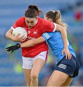 26 June 2021; Hannah Looney of Cork in action against Martha Byrne of Dublin during the Lidl Ladies Football National League Division 1 Final match between Cork and Dublin at Croke Park in Dublin. Photo by Ramsey Cardy/Sportsfile