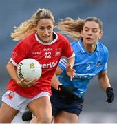26 June 2021; Orla Finn of Cork in action against Martha Byrne of Dublin during the Lidl Ladies Football National League Division 1 Final match between Cork and Dublin at Croke Park in Dublin. Photo by Ramsey Cardy/Sportsfile