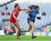 26 June 2021; Lyndsey Davey of Dublin in action against Méabh Cahalane of Cork during the Lidl Ladies Football National League Division 1 Final match between Cork and Dublin at Croke Park in Dublin. Photo by Brendan Moran/Sportsfile