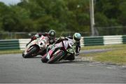 26 June 2021; Luke Johnston, BMW S1000RR, leads Derek Sheils, BMW S1000RR, on his way to winning the Superbike Race during the Dunlop Mondello Masters at Mondello Park in Co Kildare. Photo by Barry Cregg/Sportfile