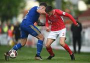 26 June 2021; Johnny Kenny of Sligo Rovers in action against Rob Cornwall of Bohemians during the SSE Airtricity League Premier Division match between Sligo Rovers and Bohemians at The Showgrounds in Sligo. Photo by David Fitzgerald/Sportsfile
