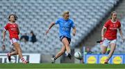 26 June 2021; Carla Rowe of Dublin scores her side's second goal during the Lidl Ladies Football National League Division 1 Final match between Cork and Dublin at Croke Park in Dublin. Photo by Brendan Moran/Sportsfile