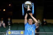 26 June 2021; Dublin captain Sinead Aherne lifts the cup following her side's victory in the Lidl Ladies Football National League Division 1 Final match between Cork and Dublin at Croke Park in Dublin. Photo by Ramsey Cardy/Sportsfile