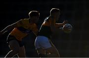 26 June 2021; David Clifford of Kerry in action against Cillian Rouine of Clare during the Munster GAA Football Senior Championship Quarter-Final match between Kerry and Clare at Fitzgerald Stadium in Killarney, Kerry. Photo by Dáire Brennan/Sportsfile