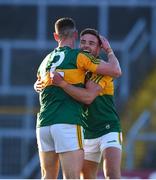 26 June 2021; Kerry players Paul Geaney, left, and Micheál Burns celebrate after the Munster GAA Football Senior Championship Quarter-Final match between Kerry and Clare at Fitzgerald Stadium in Killarney, Kerry. Photo by Dáire Brennan/Sportsfile