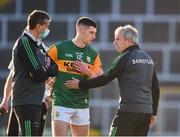 26 June 2021; Kerry manager Peter Keane congratulates Paul Geaney after the Munster GAA Football Senior Championship Quarter-Final match between Kerry and Clare at Fitzgerald Stadium in Killarney, Kerry. Photo by Dáire Brennan/Sportsfile